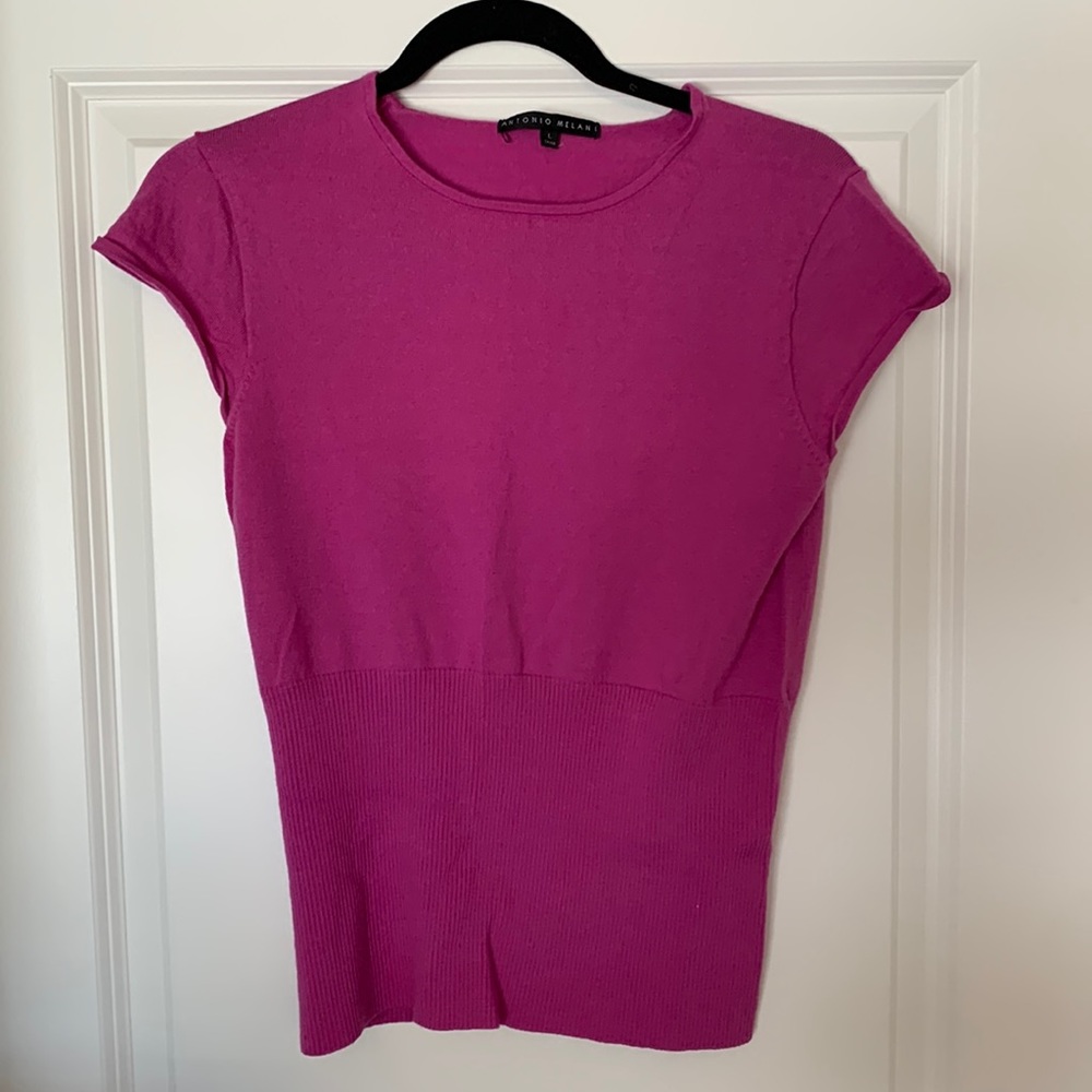 Antonio Melani Pink Wool Sweater Shirt Short Sleeved